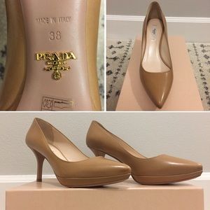 NEW WITH BOX Prada Vit Luxe Pumps - Naturale